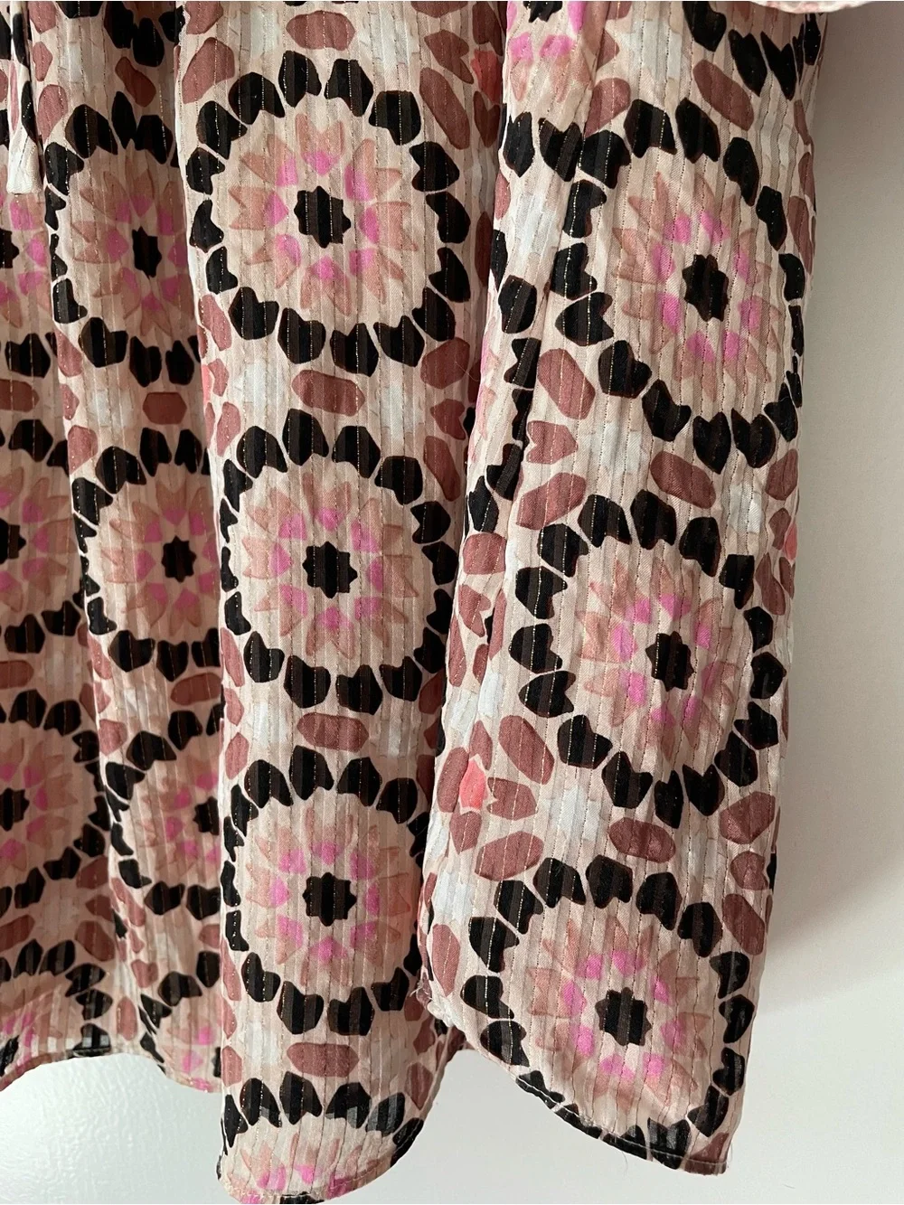 kate spade Ruffle Sleeve Silk Blend Top XXS Pink Floral Mosaic By the Pool Lined